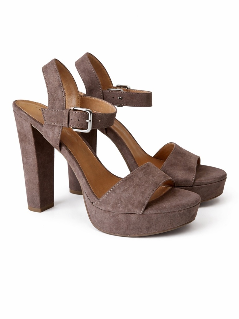 Platform Block Heel Sandals Ankle Strap Lauren Conrad Taupe Size 7.5